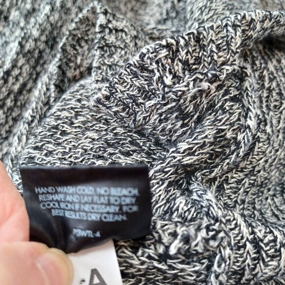 Eileen Fisher Cardigan Sweater Open Knit Linen Wool Blend Dark Neutral Womens L - Picture 10 of 13